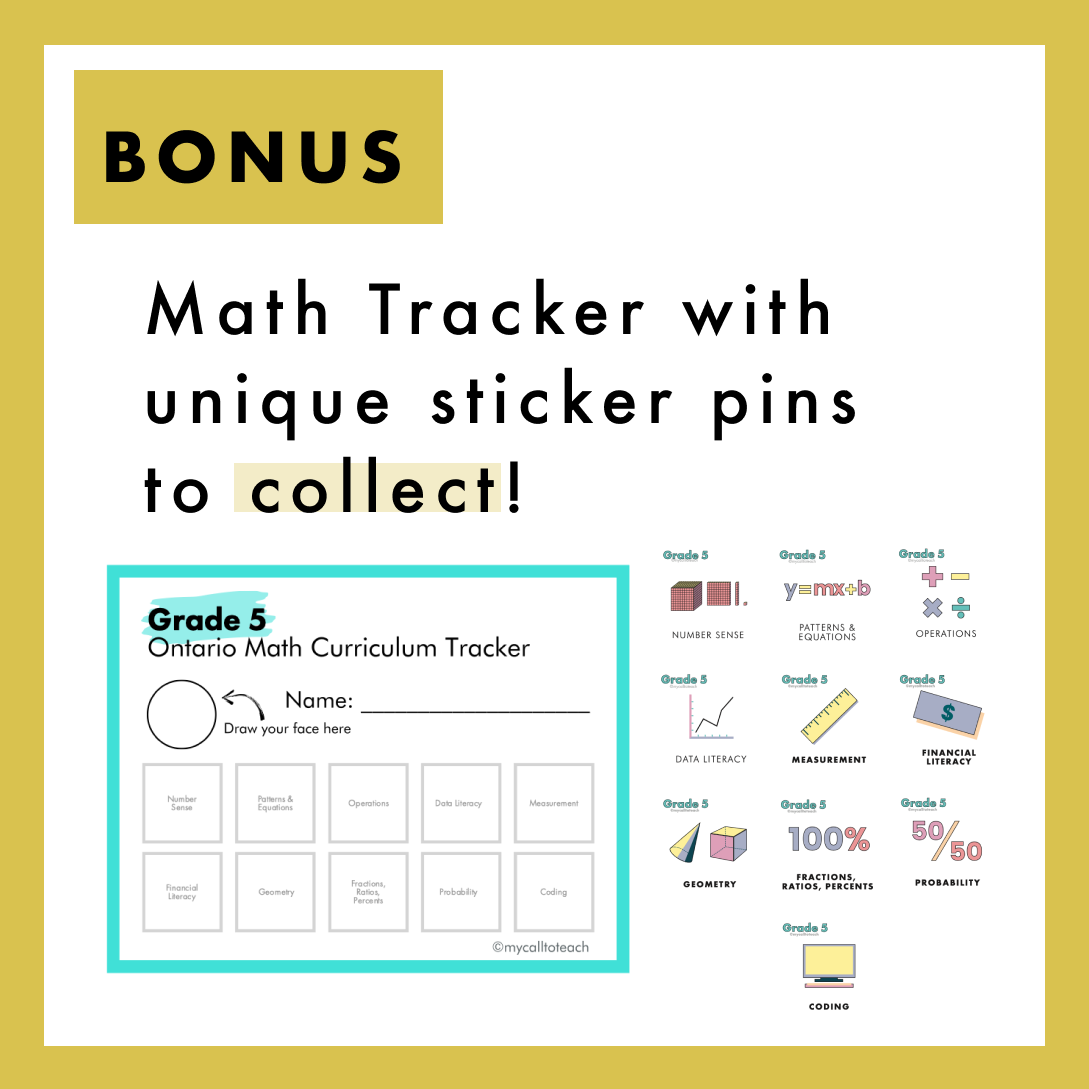 Grade 5 Ontario Math Curriculum Full Year Assessment Bundle (all expec My Call to Teach