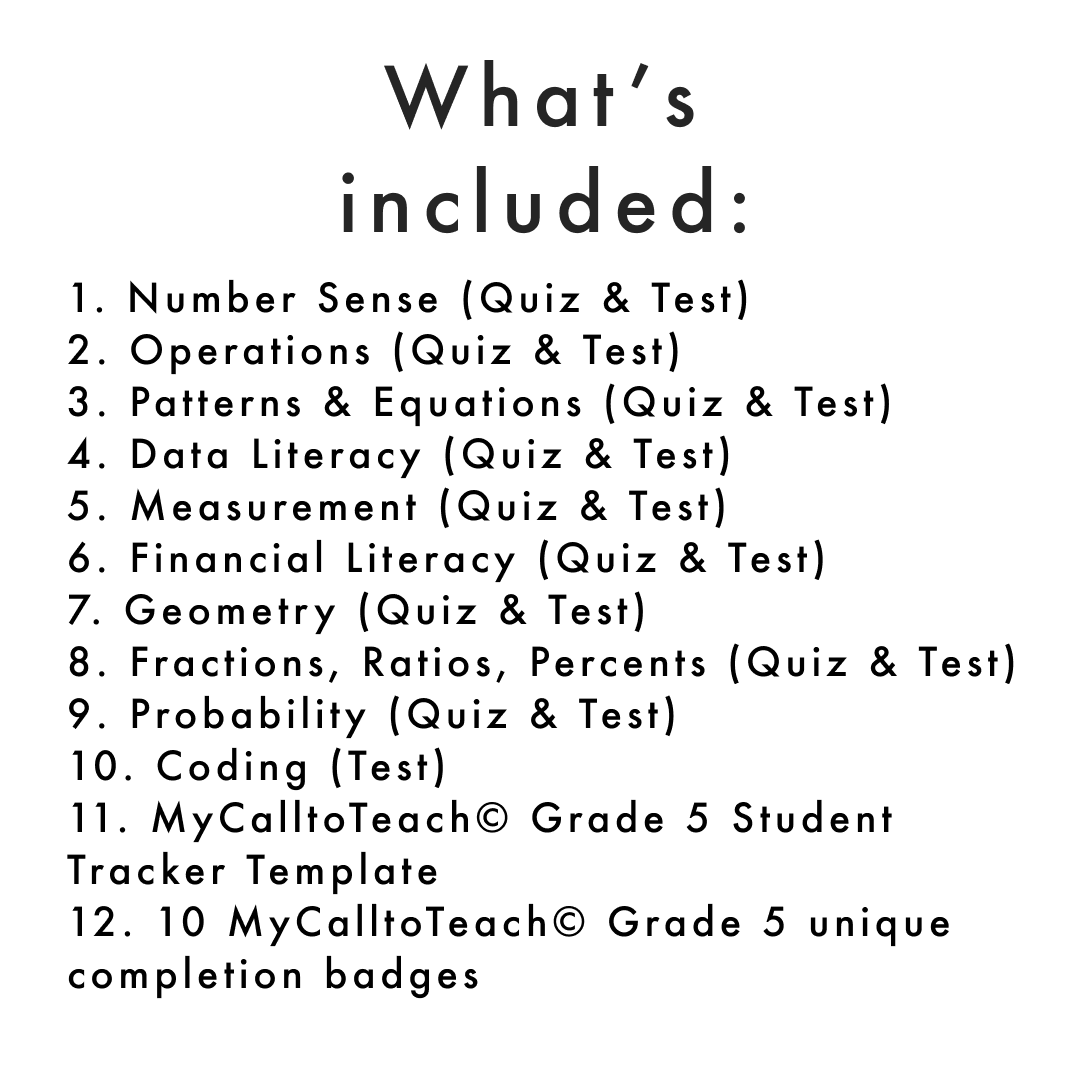 Grade 5 Ontario Math Curriculum Full Year Assessment Bundle (all expec My Call to Teach