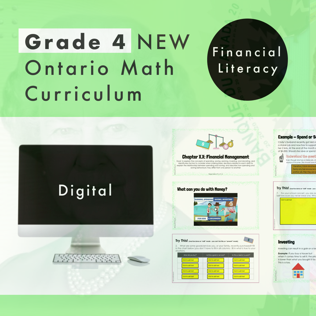 Grade 4 Ontario Math Curriculum | Financial Literacy | Digital Google ...