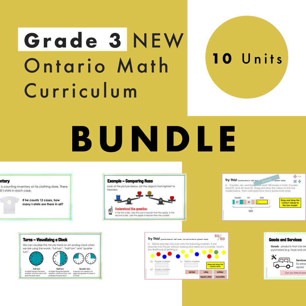 Grade 3 NEW Ontario Math Curriculum Full Year Digital Slides Bundle