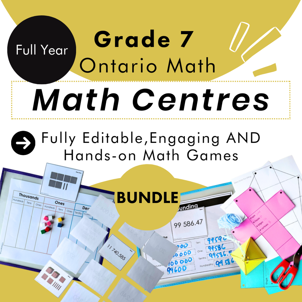 Grade 7 Ontario Math Curriculum | Full-Year | Math Centres (Activities & Games)