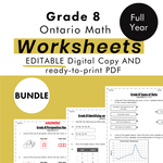 Grade 8 Ontario Math Curriculum FULL YEAR Worksheet Bundle (all expectations)