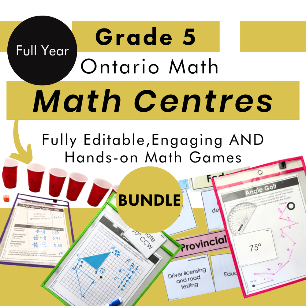 Grade 5 Ontario Math Curriculum | FULL-YEAR Math Centres | Activities & Games