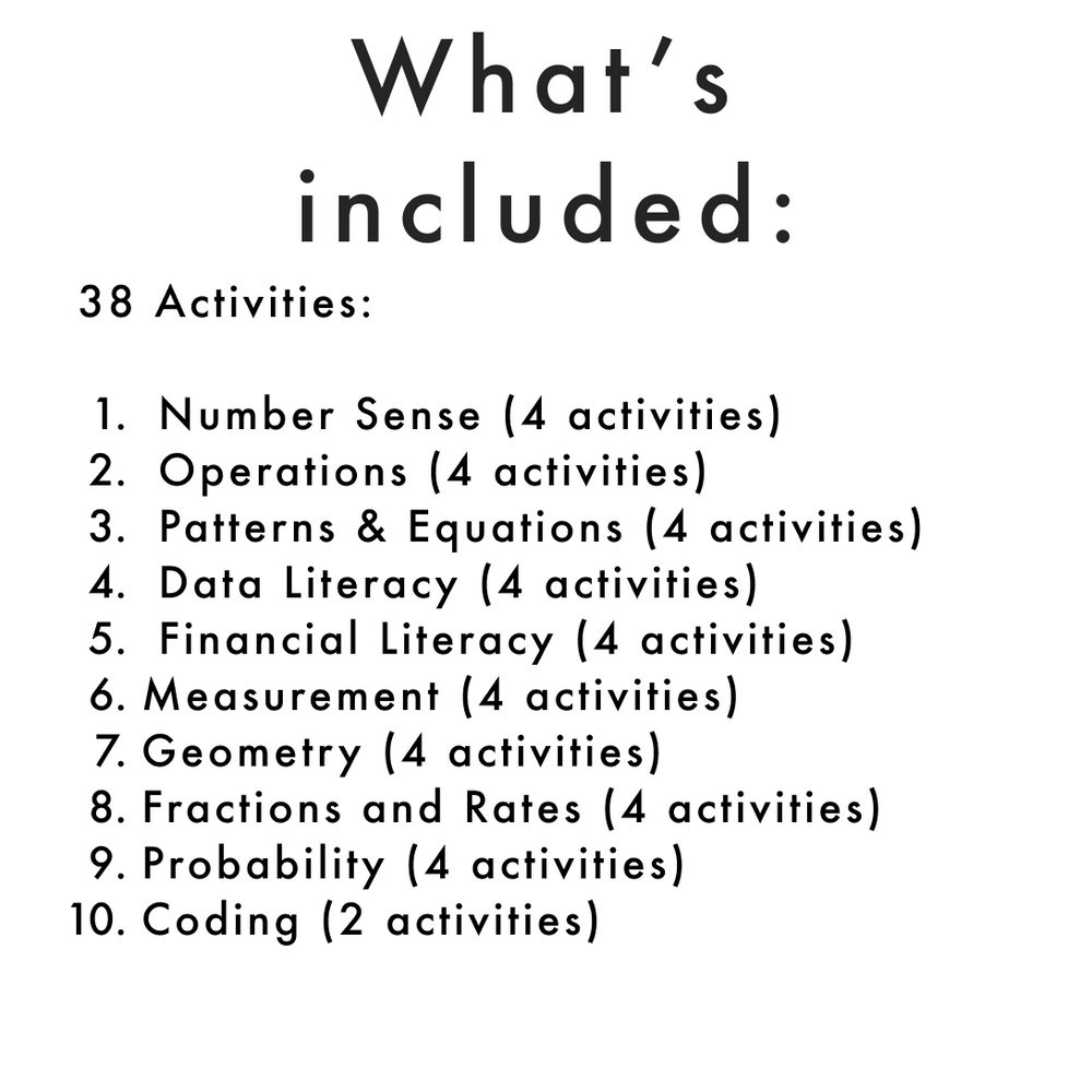 Grade 4 Math Curriculum Full Year Math Centres (activities and games)