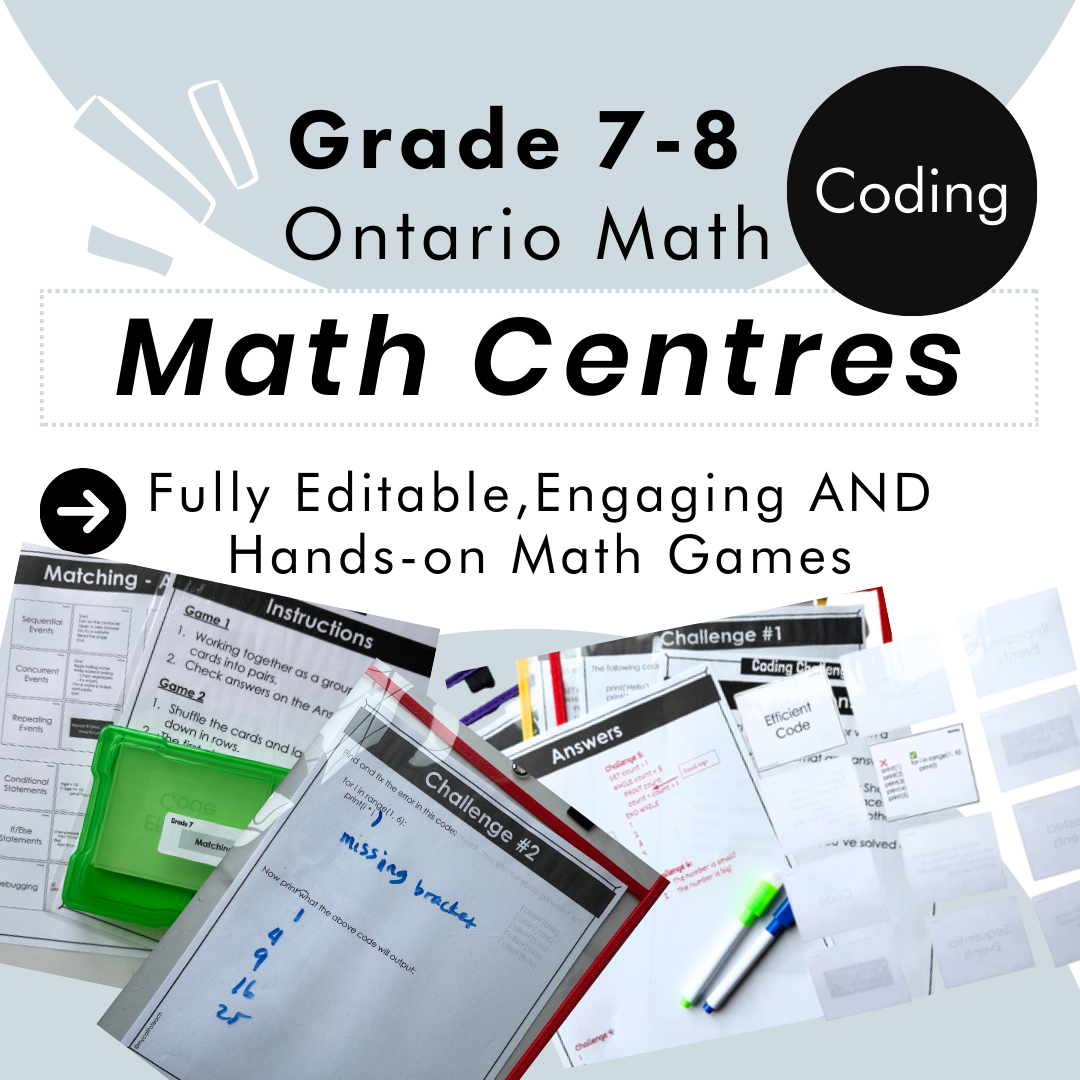Grade 7 8 Ontario Math Centres | Coding | Google Slides – My Call to Teach