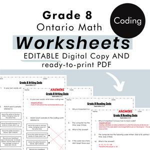Grade 8 Ontario Math - FREE Coding Worksheets PDF + Editable Google Slides