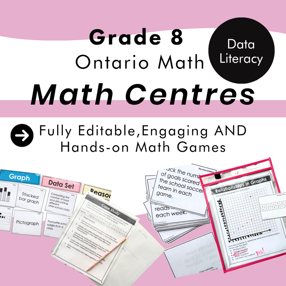 Grade 8 Ontario Math Centres | Data Literacy | Google Slides