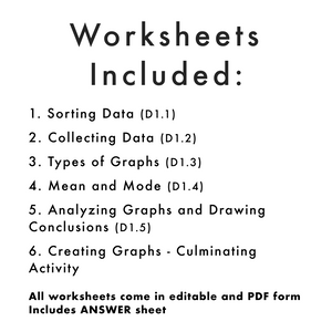 Grade 3 Ontario Math - Data Literacy Worksheets PDF+Editable Google Slides