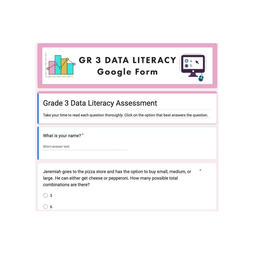 Grade 3 Ontario Math - Data Literacy - Digital Google Slides + Form