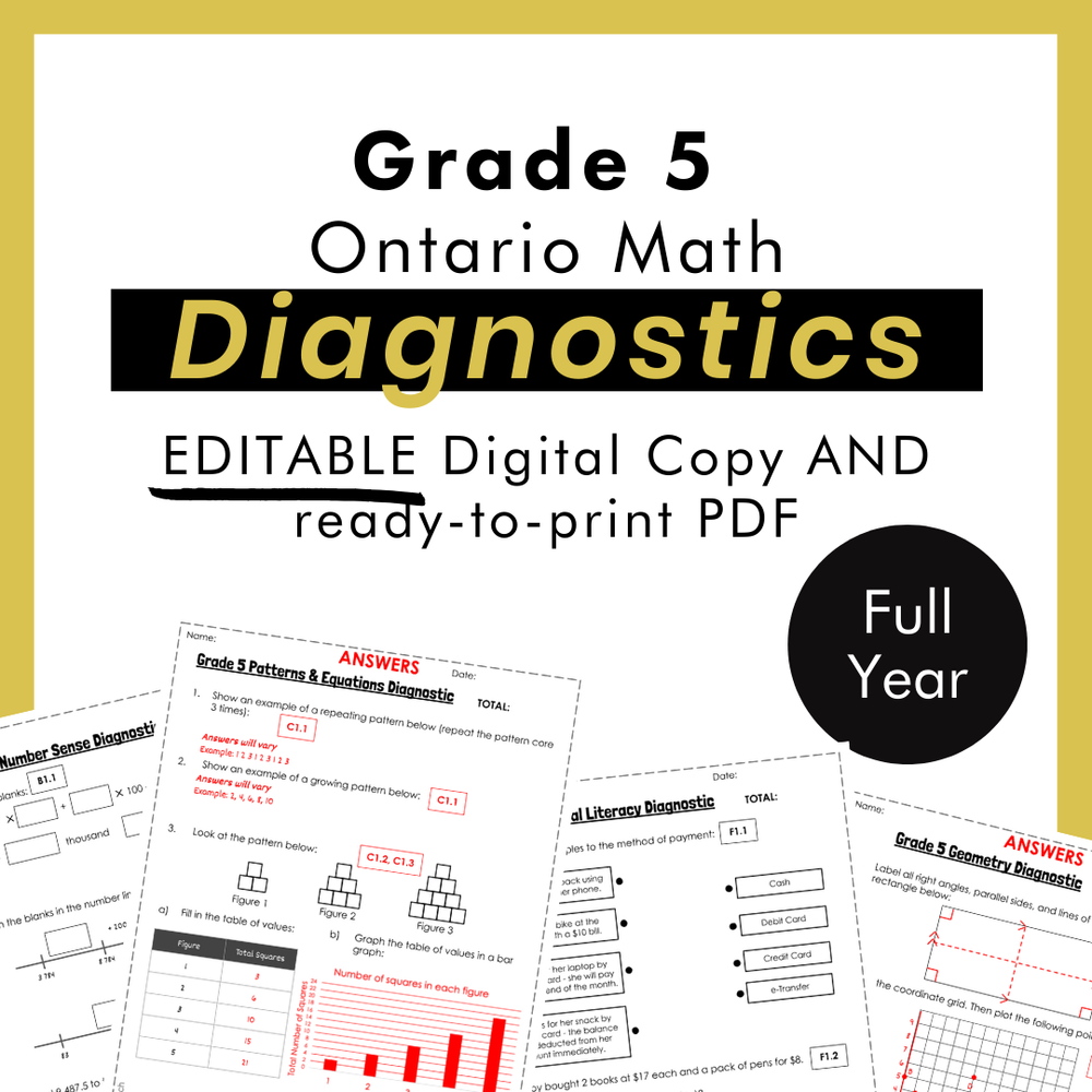 Grade 5 Ontario Math Diagnostics | Back to School | Google Slides