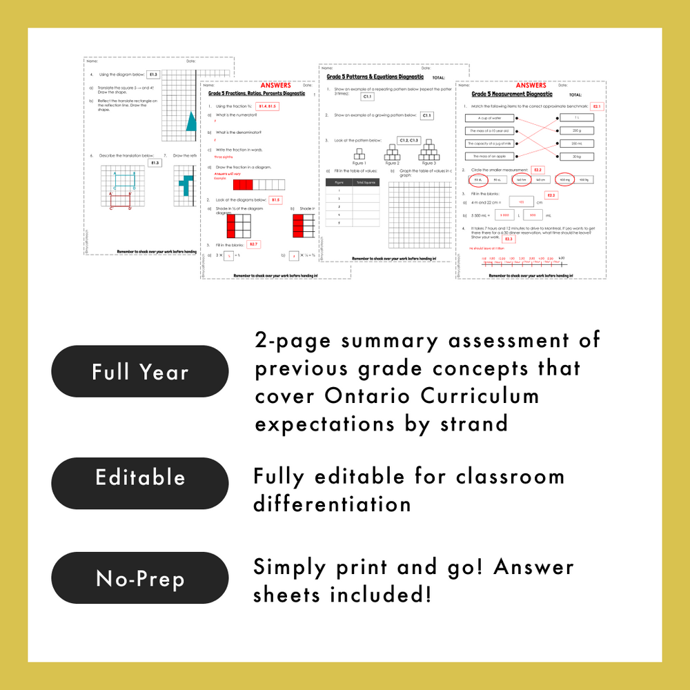 Grade 5 Ontario Math Diagnostics | Back to School | Google Slides