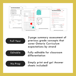 Grade 7 Ontario Math Diagnostics | Back to School | Google Slides