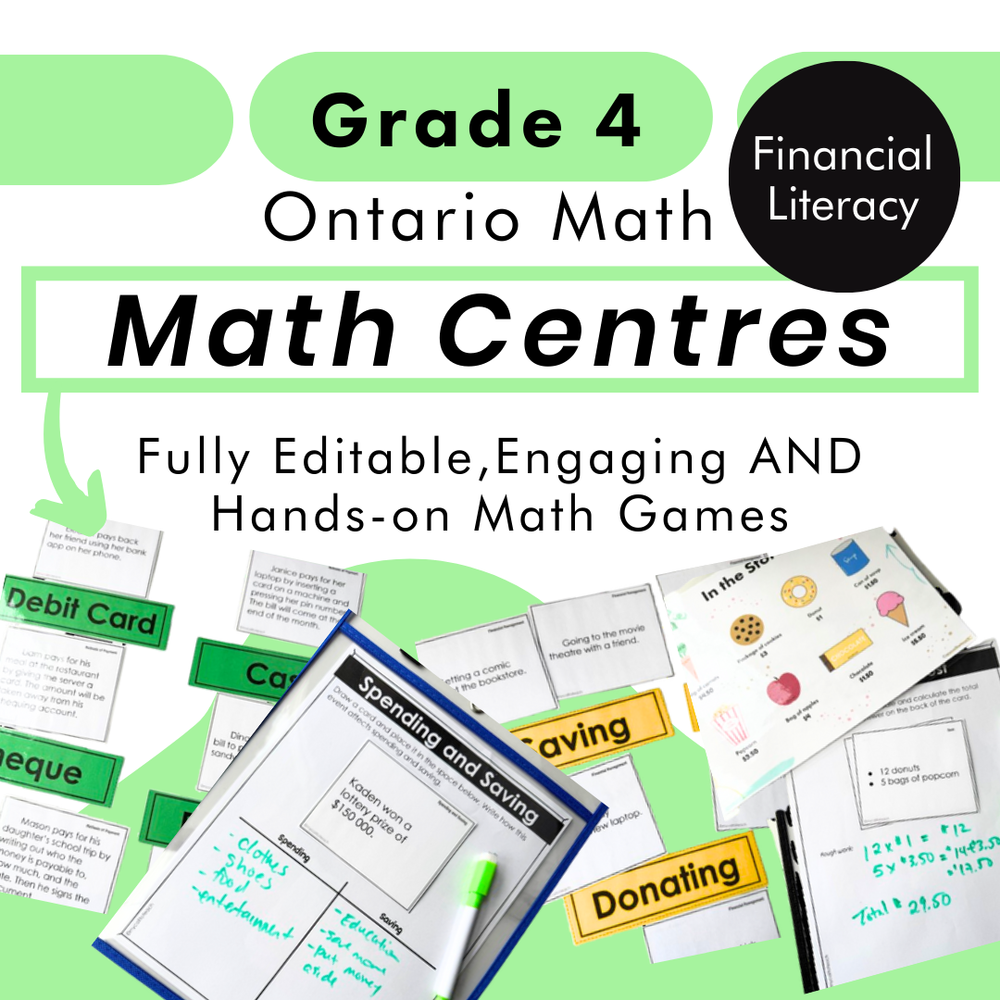 Grade 4 Math Centres - Financial Literacy Curriculum