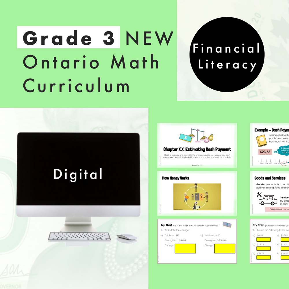 Grade 3 Ontario Math - Financial Literacy - Digital Google Slides + Form