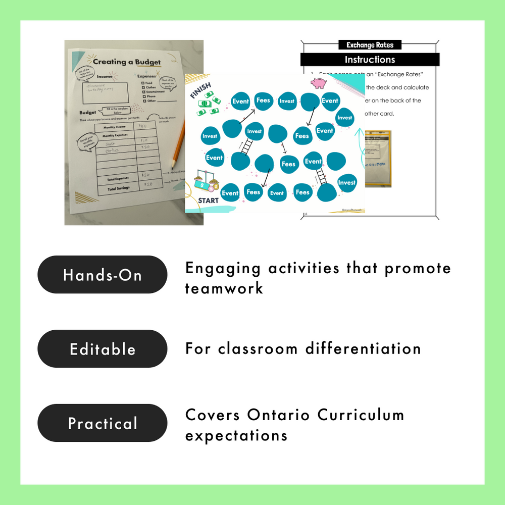 Grade 7 Math Centres - Financial Literacy Curriculum