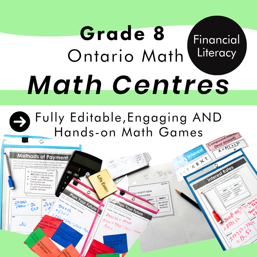 Grade 8 Ontario Math Centres | Financial Literacy | Google Slides