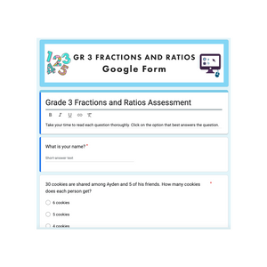 Grade 3 Ontario Math - Fractions and Ratios - Digital Google Slides + Form