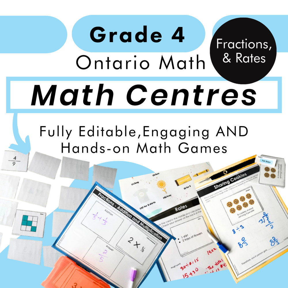 Grade 4 Math Centres - Fractions and Rates Curriculum