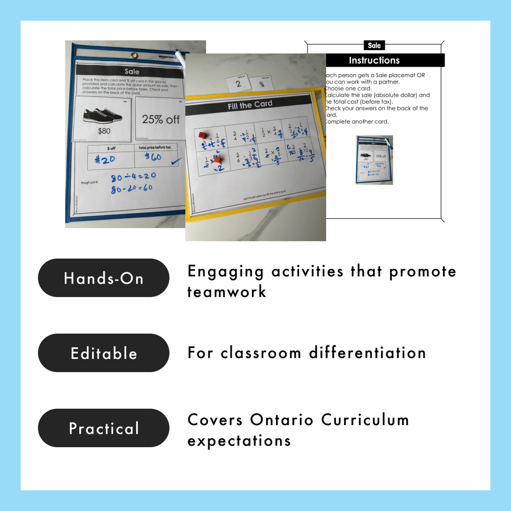 Grade 7 Math Centres - Fractions, Percents & Proportions Curriculum