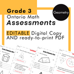 Grade 3 Ontario Math - Geometry Assessments - PDF + Google Slides