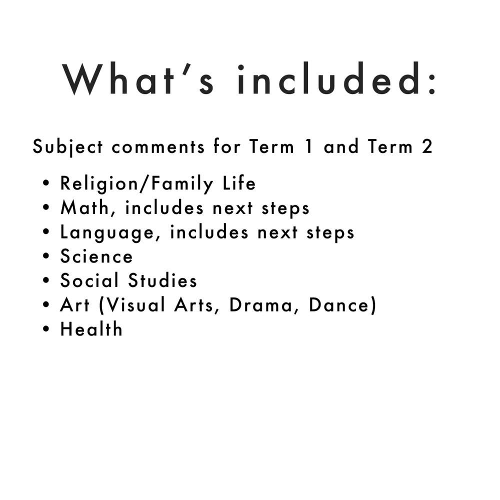 Ontario Grade 6 Report Card Comments | Editable Subject Comment Bank