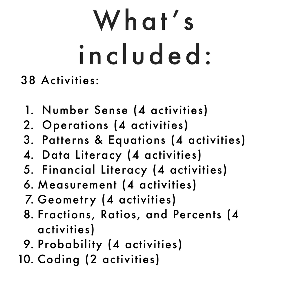 Grade 6 Math Curriculum Full Year Math Centres (activities and games)