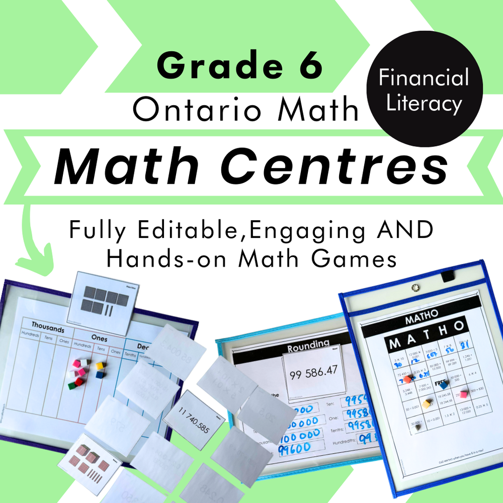 Grade 6 Math Centres - Financial Literacy Curriculum