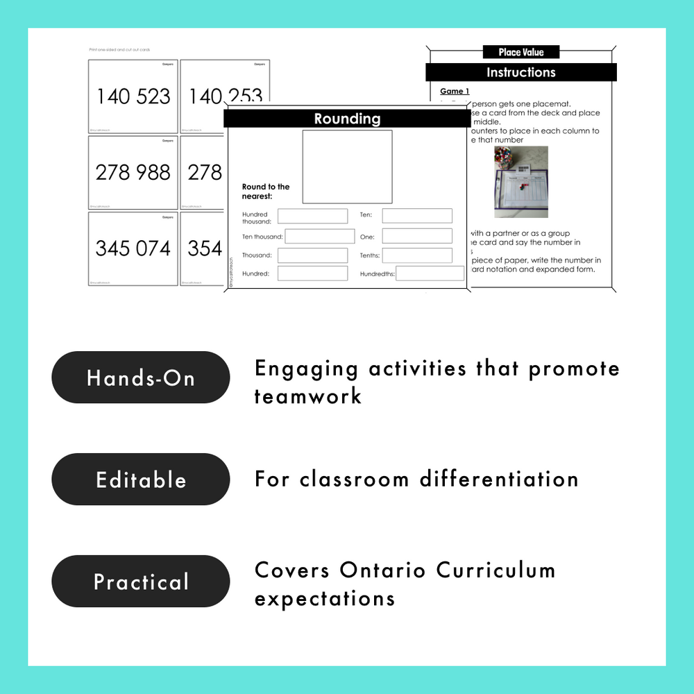 Grade 6 Math Centres - Number Sense Curriculum