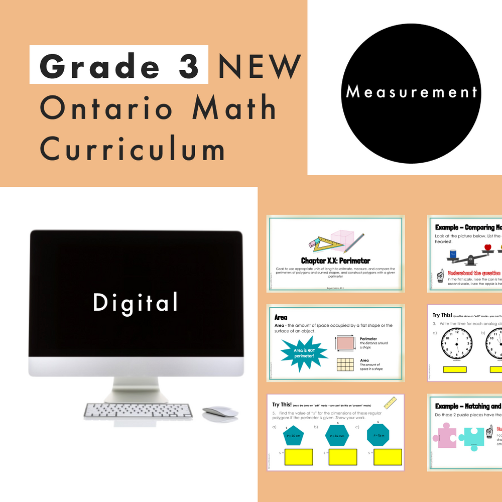 Grade 3 Ontario Math - Measurement - Digital Google Slides + Form