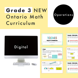 Grade 3 Ontario Math - Operations Curriculum - Digital Google Slides + Form