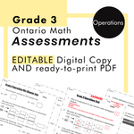 Grade 3 Ontario Math - Operations Assessments - PDF, Google Slides