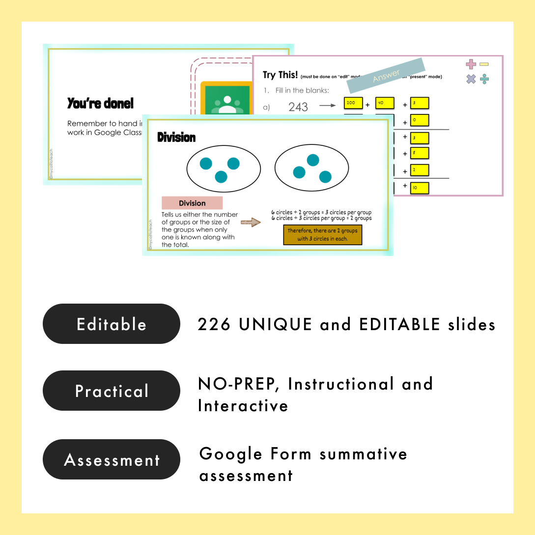 Grade 3 Ontario Math Operations Curriculum Digital Google Slides