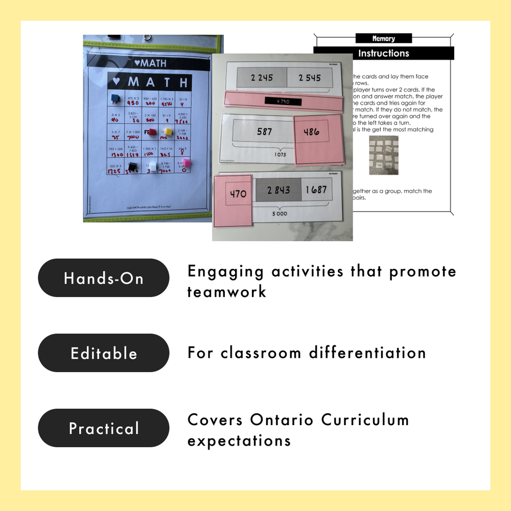 Grade 4 Math Centres - Operations Curriculum