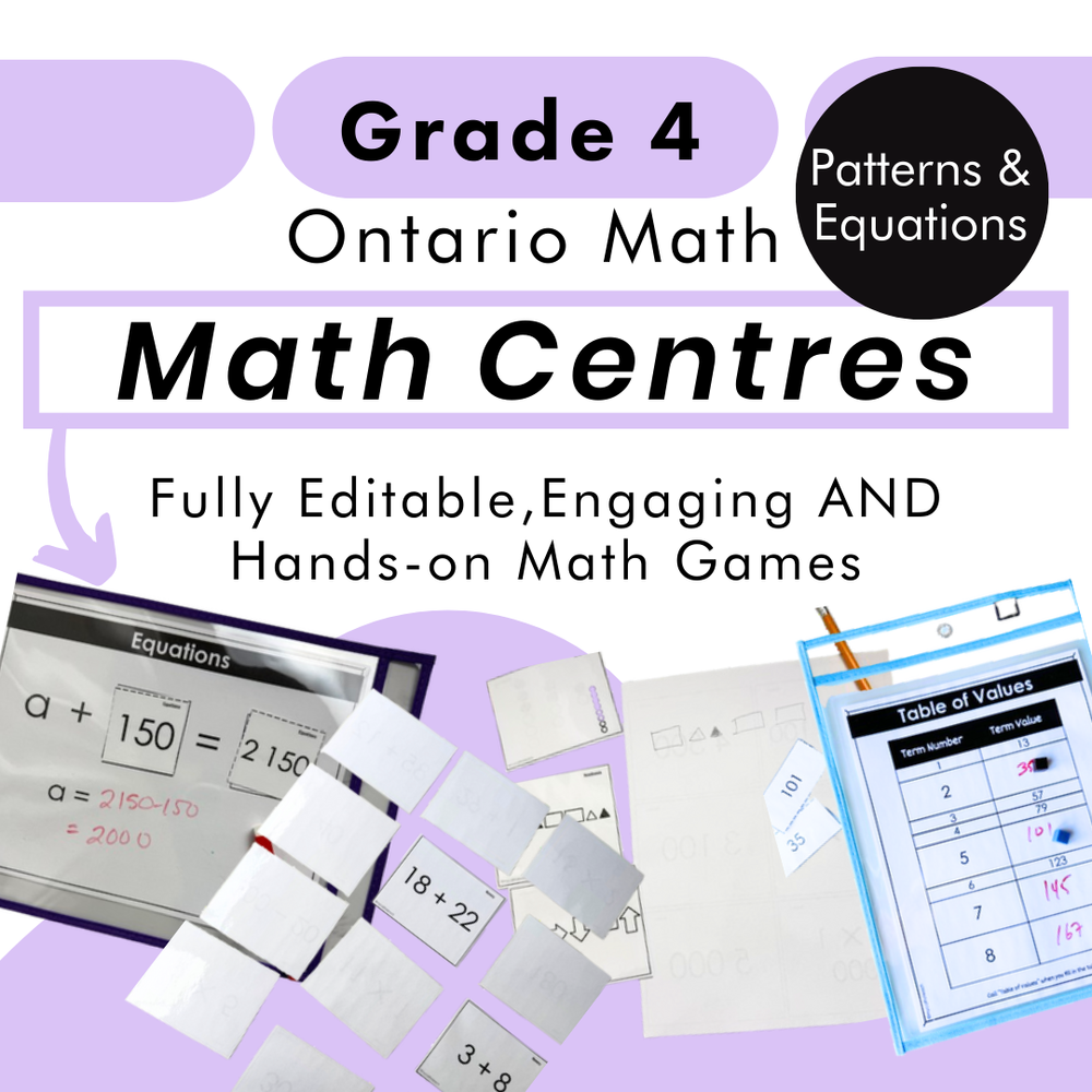 Grade 4 Math Centres - Patterns and Equations Curriculum