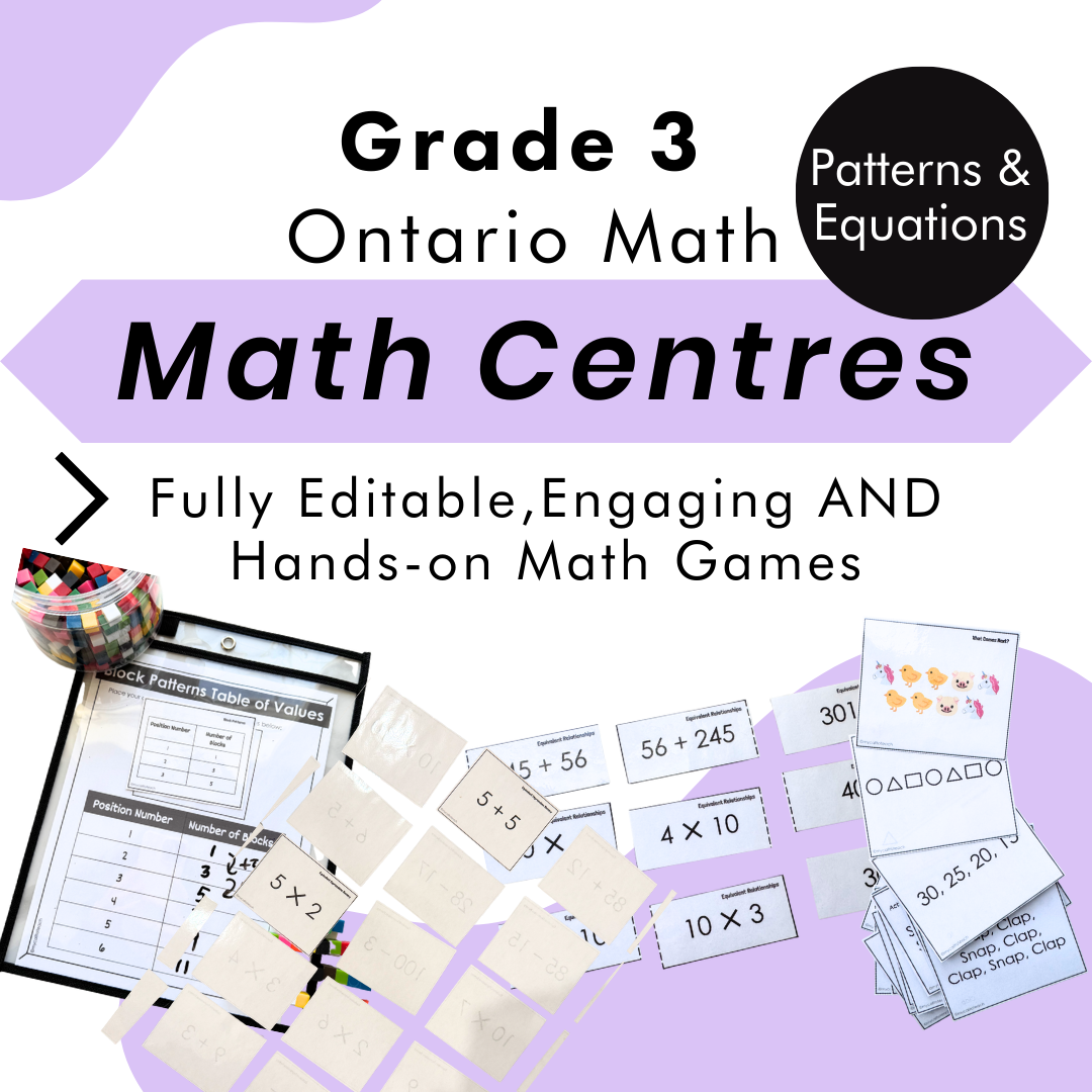 Grade 3 Ontario Math Centres | Patterns & Equations | Google Slides ...