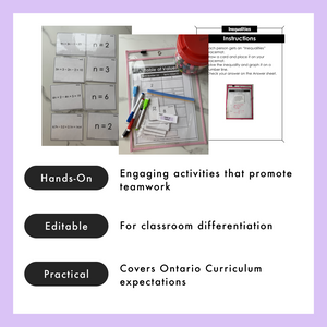 Grade 7 Math Centres - Patterns and Equations Curriculum