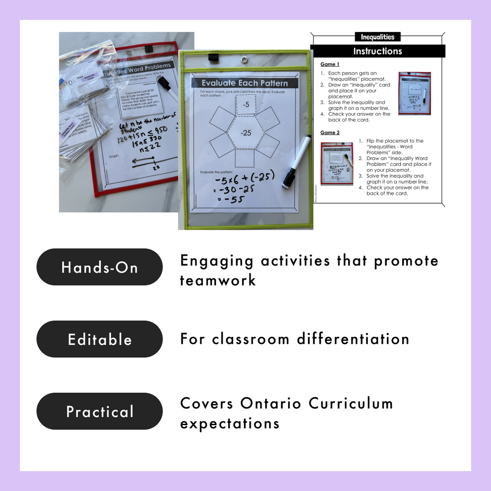 Grade 8 Ontario Math Centres | Patterns & Equations | Google Slides