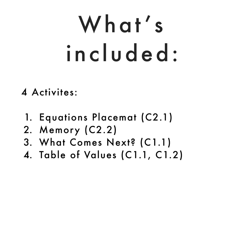 Grade 4 Math Centres - Patterns and Equations Curriculum