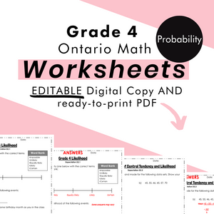 Grade 4 Ontario Math - Probability Worksheets PDF & Google Slides