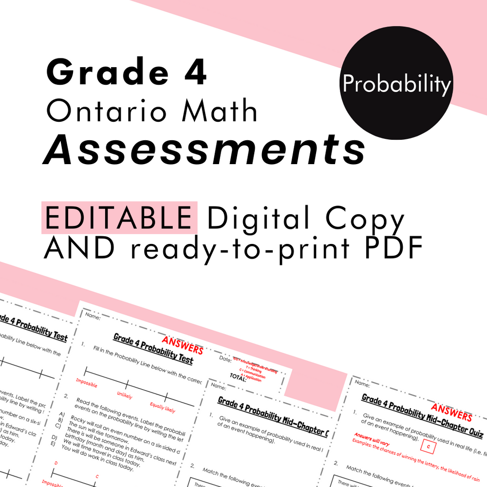 
            
                Load image into Gallery viewer, Grade 4 Ontario Math - Probability Assessments - PDF, Google Slides
            
        