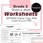 Grade 3 Ontario Math - Probability Worksheets PDF + Editable Google Slides
