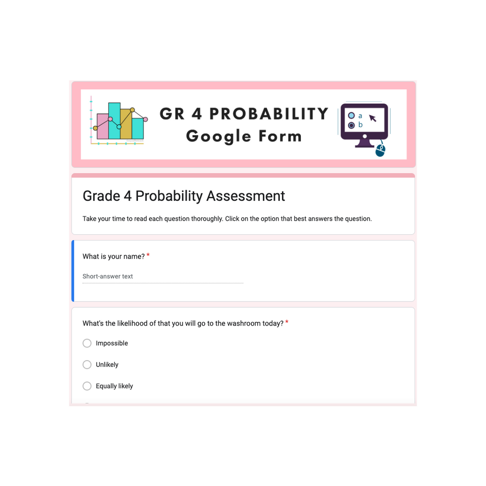 Grade 4 Ontario Math - Probability Curriculum - Digital Google Slides + Form