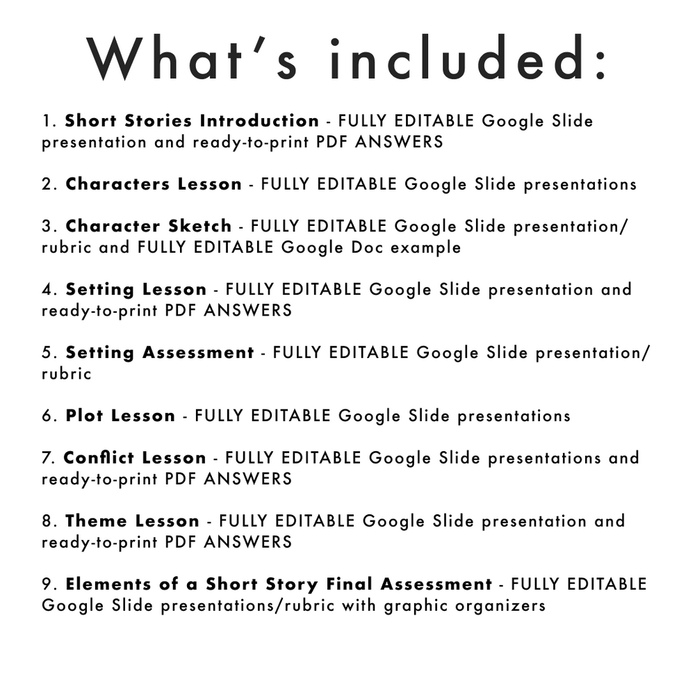 Grade 4 5 6 Elements of a Short Story Narrative Writing Unit