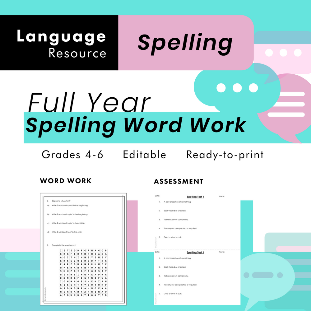 Grade 4 5 6 | Spelling Word Work | Full-Year