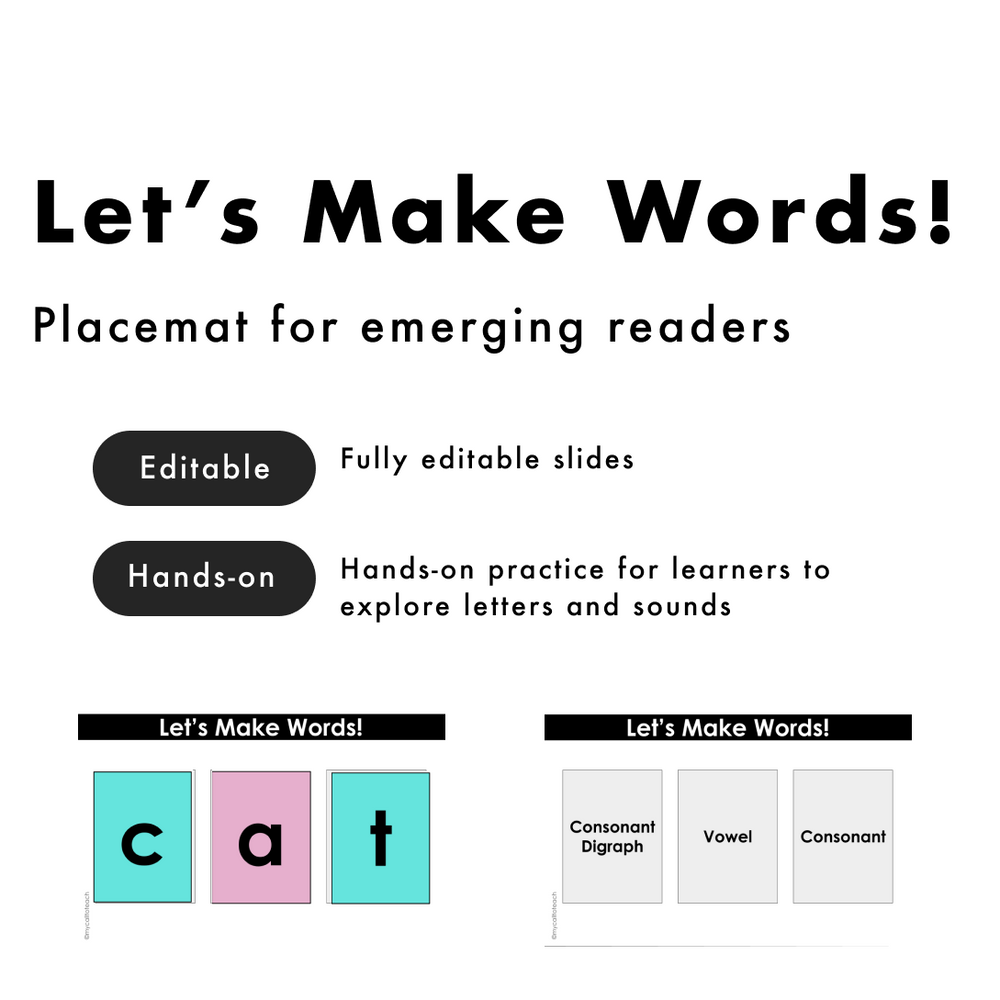 Let's Make Words - emerging readers placemat activity