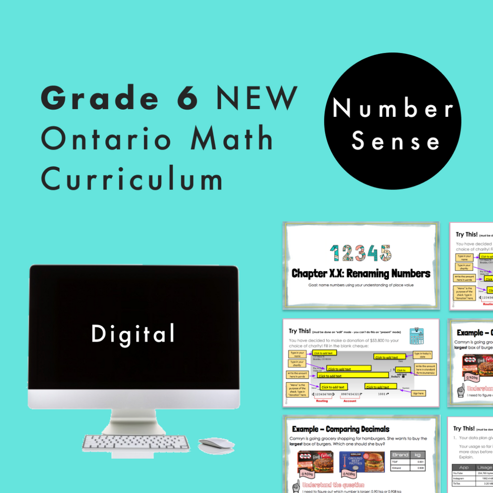 Grade 6 NEW Ontario Math Curriculum - Number Sense & Place Value Digital Slides