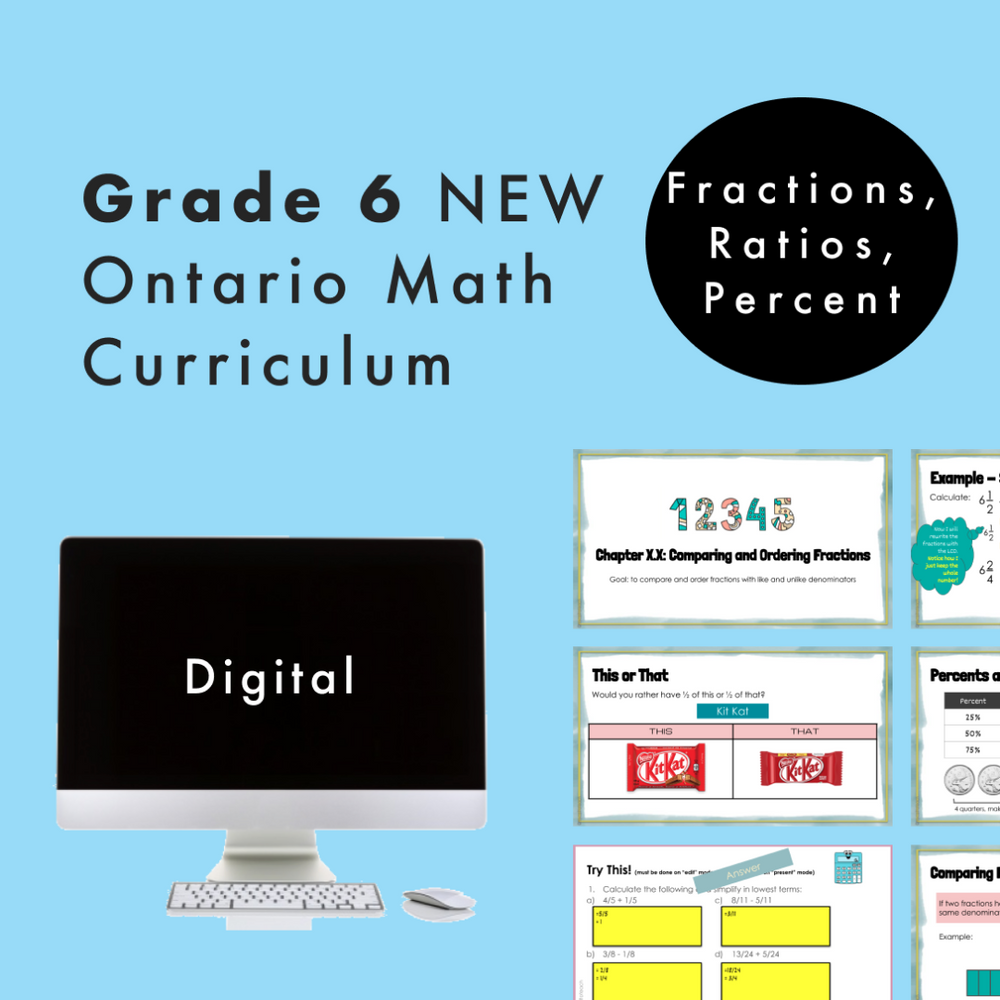 Grade 6 NEW Ontario Math Curriculum - Fractions, Ratios, Percent