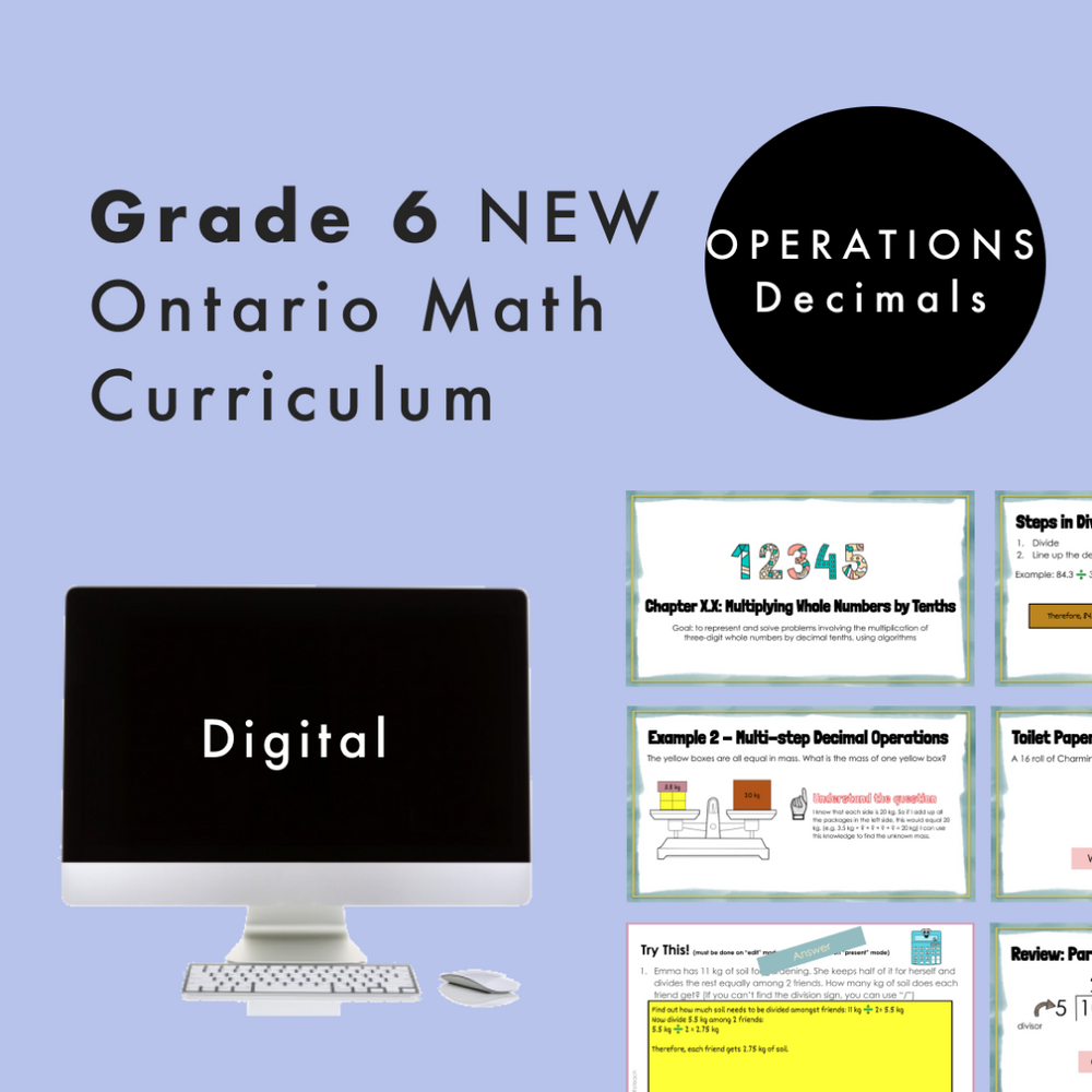 Grade 6 NEW Ontario Math - Decimal Operations Digital Slides