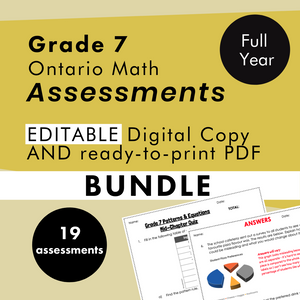 
            
                Load image into Gallery viewer, Grade 7 Ontario Math Curriculum Full Year Assessment Bundle (all expectations)
            
        