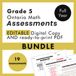 Grade 5 Ontario Math Curriculum Full Year Assessment Bundle (all expectations)